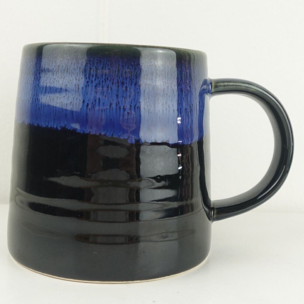 Reactive Glaze Creme Brulee Mug in Blue and Black